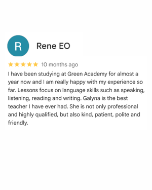 Green English online school — English course promotion for social media
